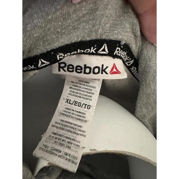 Reebok Men's Classic Delta Logo Hoodie Sz XL Relaxed Fit Grey Heather Sweatshirt - Picture 2 of 3